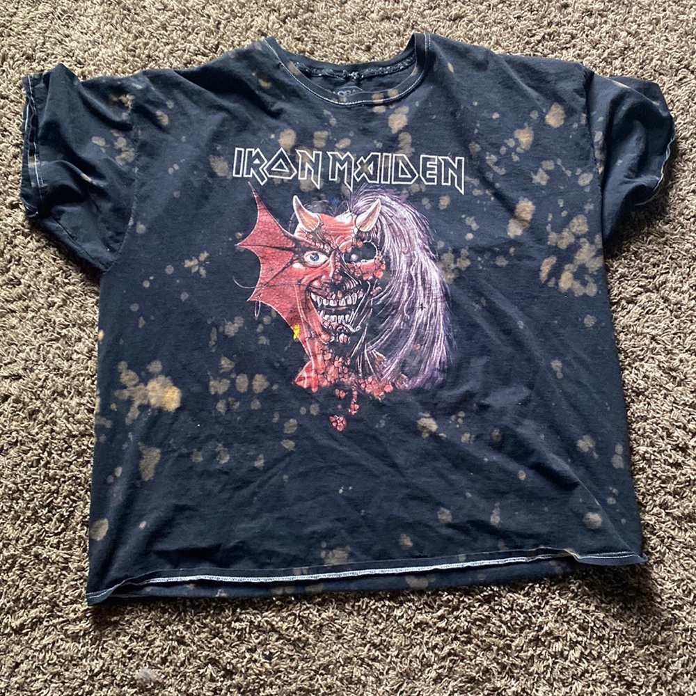 bleach splattered Iron Maiden t-shirt